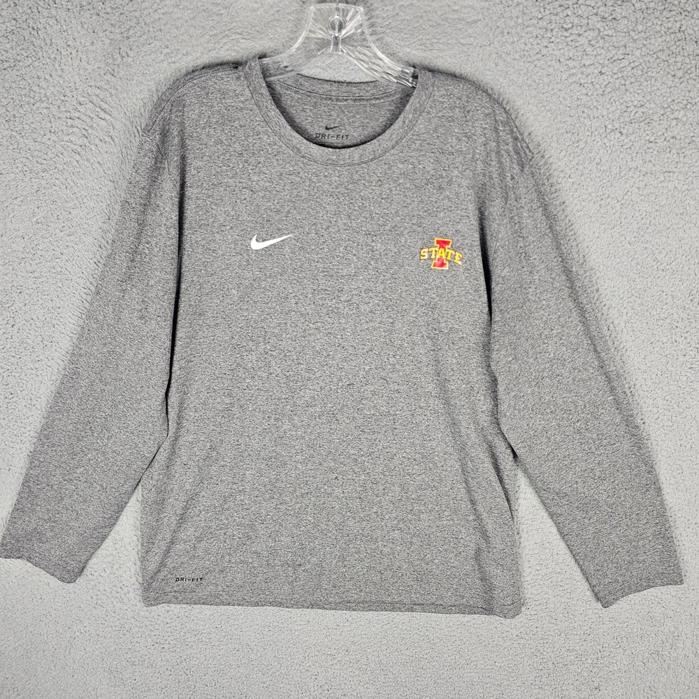 Nike T-Shirt Mens L Grey Iowa State Dri-FIT Heathered Athletic 815073-091